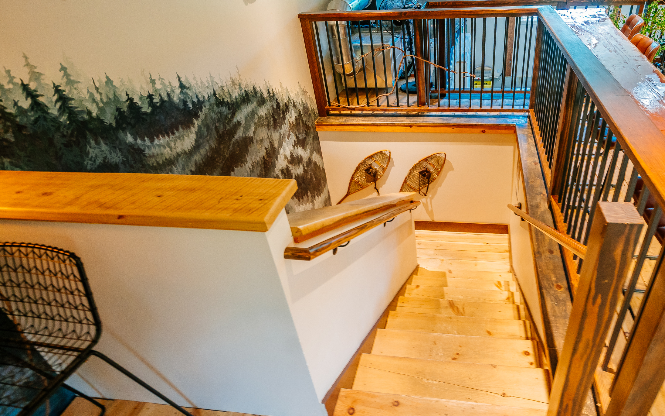 Handcrafted Open Timber Staircase with Live-Edge Rails